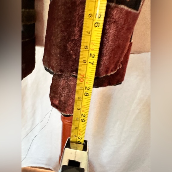 Velvet Scarf with Silk and Viscose black with bright Red Orange Detailing - Picture 6 of 10